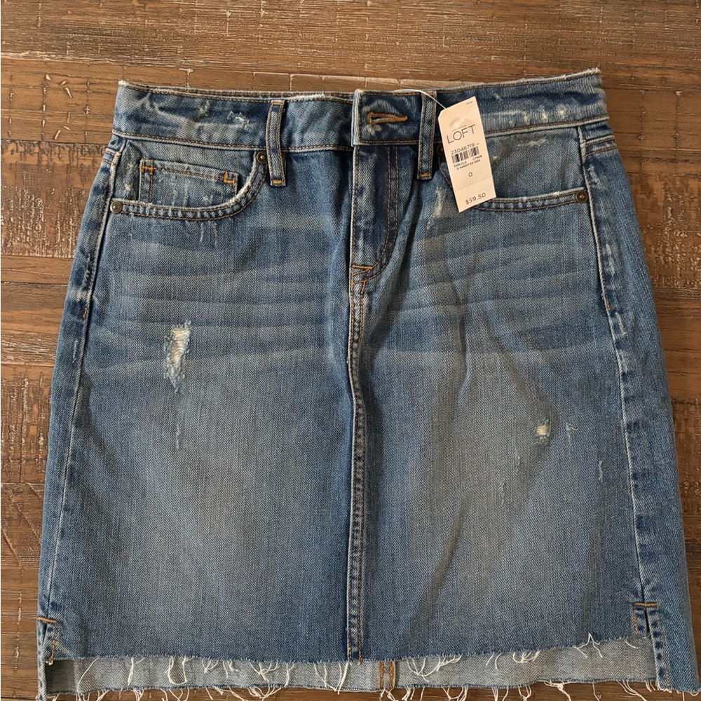 LOFT Blue Denim Skirt NWT Size 0
